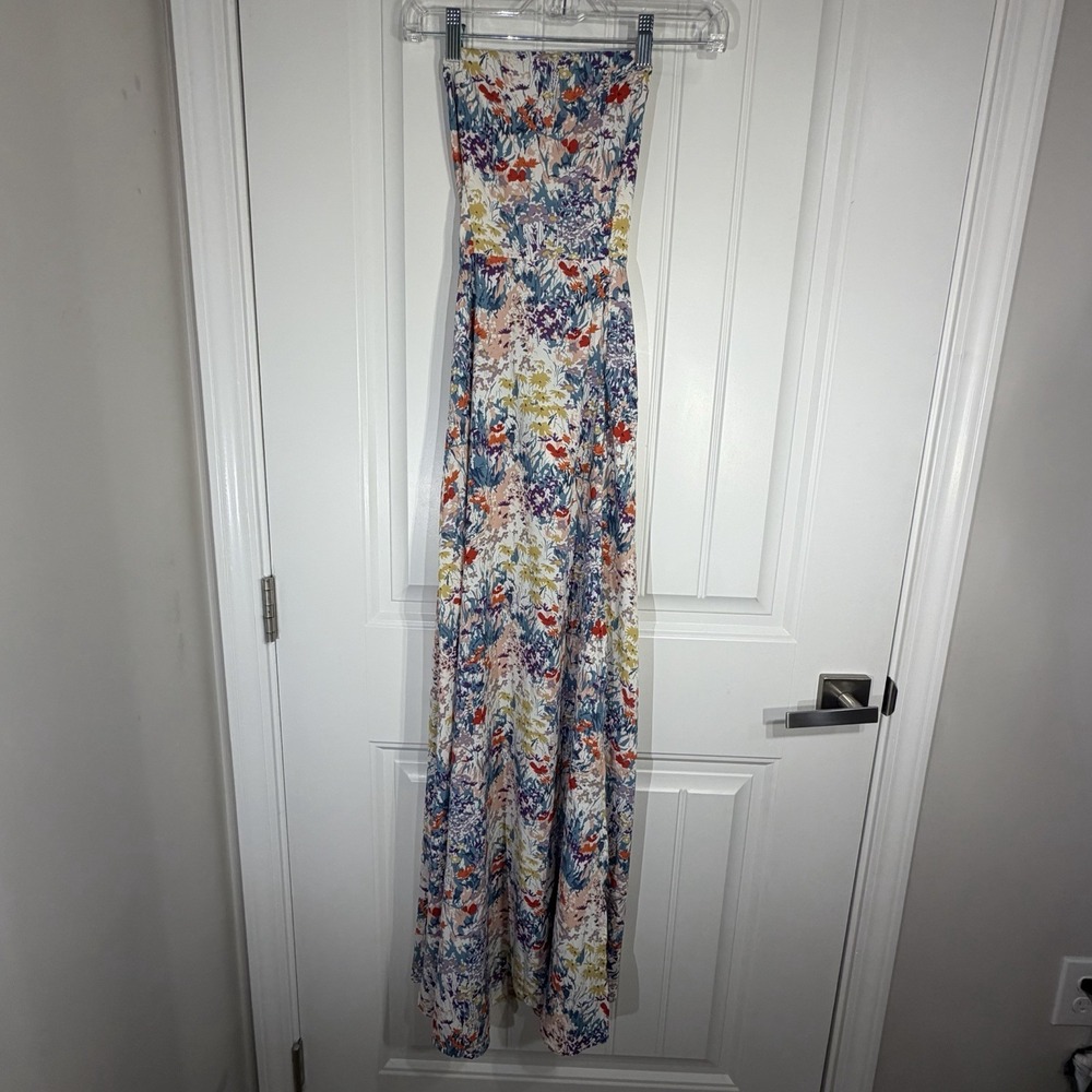 Lush Strapless Floral Maxi Dress Women's Small Boho Cottagecore Spring
